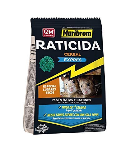 MURIBROM Quimunsa Raticida Cebo en Cereal EXPRÉS 1kg Veneno Ratones, Ratas y roedores.