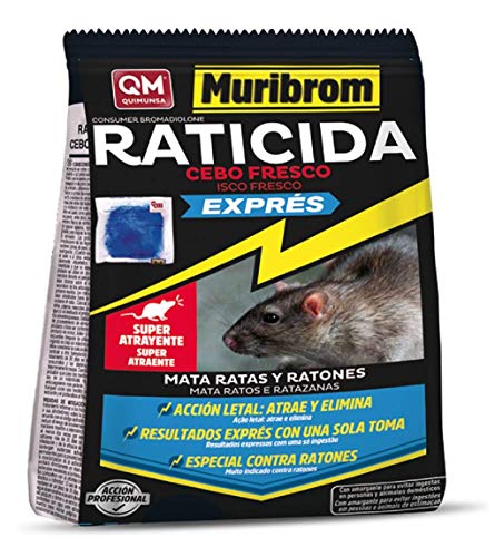 Muribrom Quimunsa Raticida Cebo Fresco Exprés 500G Veneno Ratones, Ratas y Roedores (Brodifacoum)