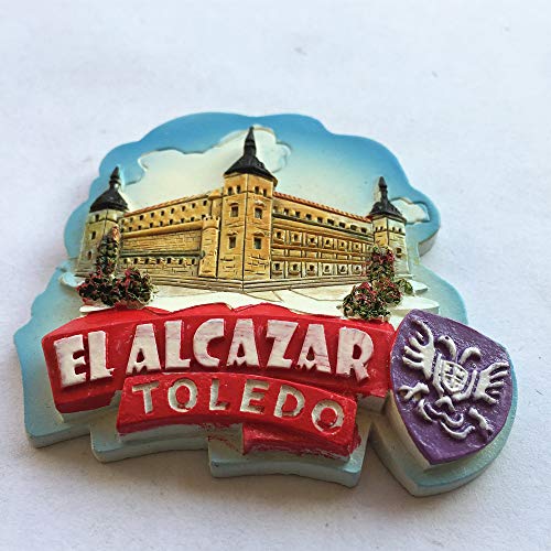 MUYU Magnet Imán para Nevera de El Alcazar Toledo en 3D, Regalo de Recuerdo de Viaje, decoración del hogar y la Cocina, calcomanía magnética para Nevera, colección de imanes