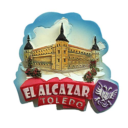 MUYU Magnet Imán para Nevera de El Alcazar Toledo en 3D, Regalo de Recuerdo de Viaje, decoración del hogar y la Cocina, calcomanía magnética para Nevera, colección de imanes