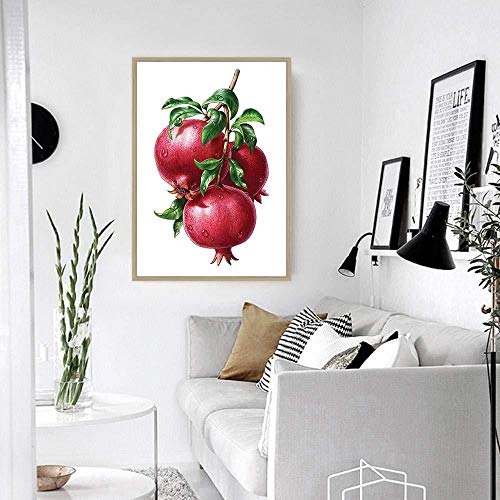 MXmama Granada Naturaleza Muerta Pintura de Lienzo de Frutas para Cocina Restaurante Decoración de Pared Cartel Arte de la Pared Imagen Lienzo / 60X80Cm Sin Marco