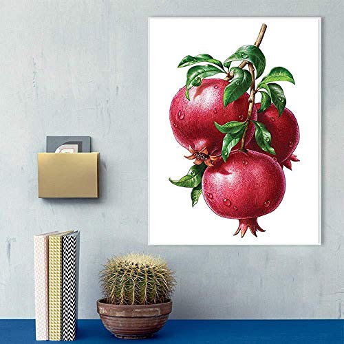 MXmama Granada Naturaleza Muerta Pintura de Lienzo de Frutas para Cocina Restaurante Decoración de Pared Cartel Arte de la Pared Imagen Lienzo / 60X80Cm Sin Marco