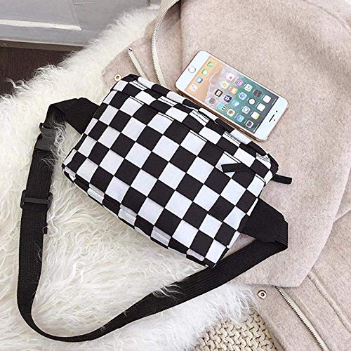 MxZas negro y blanco moda pecho bolsa plátano bolsa neul marca cintura tendencia hip hop bolsa Jzx-n