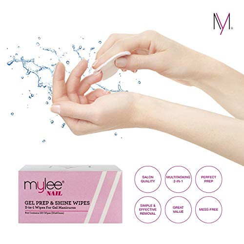 Mylee 200 Toallitas para Preparación y Acabado de la Manicura de Gel, Limpiador de Esmalte y Residuos Pegajosos para Uñas de GEL LED UV, Limpia la Base de la Uña Antes de la Manicura o Pedicura