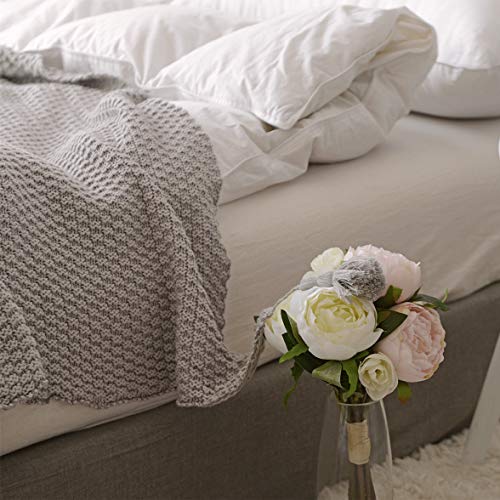 MYLUNE HOME 100% Algodón Tejer Elegante Manta de Punto Cobertura para Ver la televisión en la silleta, sofá y Cama, Las Dos Caras Cubiertas 130 * 160cm (Gray)