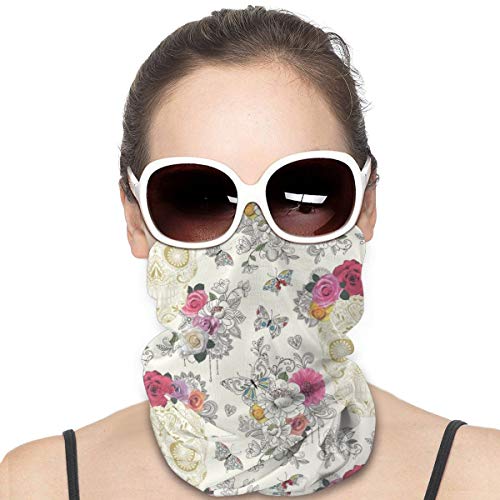 NA - Pañuelo para la cabeza y el cuello, bandanas para exteriores, bufanda, cuello, polaina, bandana para hombres y mujeres, bandana, mariposa, calavera, flores y azúcar