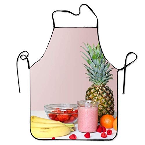 N\A Smoothie de Fresa en Frasco de Vidrio Cocina Delantal de Cocina para Hombres y Mujeres Correa Ajustable para el Cuello Restaurante Hogar Delantal de Cocina Babero para cocinar, Barbacoa