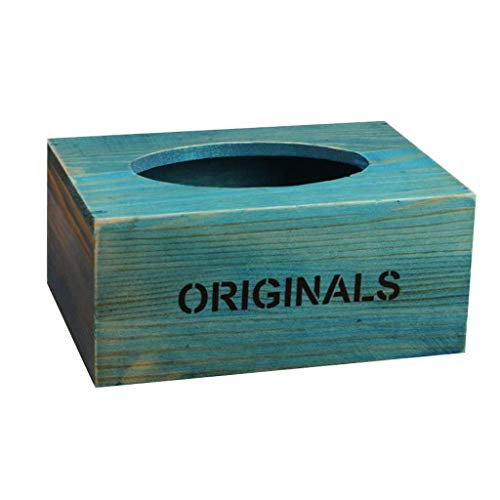 NA YHSMZ Tejido Cubierta de la Caja Elegante, Aseo de Madera Tejidos Cuadro Titular del rectángulo Decorativo de la Novedad de la servilleta del dispensador (Color : Blue)