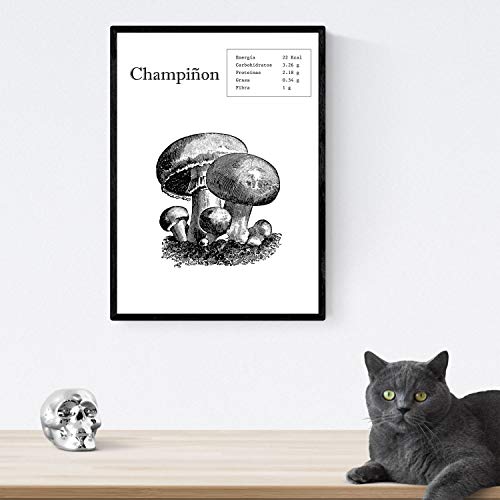 Nacnic Poster de Champiñon. Láminas de Frutas y Verduras. Tamaño A4 con Marco