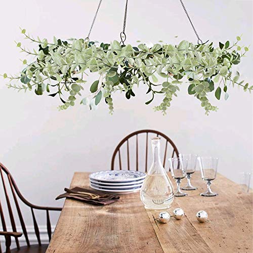 NAHUAA 4pcs Artificial Eucalipto Hojas Eucalipto Arbustos en Gris-Verde Artificial Planta para Casas Cocina Dormitorio Jardín Fiestas Temáticas Bodas Decoración (Gris)