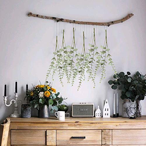 NAHUAA 4pcs Artificial Eucalipto Hojas Eucalipto Arbustos en Gris-Verde Artificial Planta para Casas Cocina Dormitorio Jardín Fiestas Temáticas Bodas Decoración (Gris)