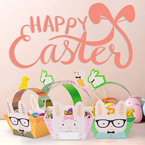 Naler Mini 10 Cestas de Pascua Cajitas en Forma de Conejitos Pollitos de Pascua DIY Regalo Decoración