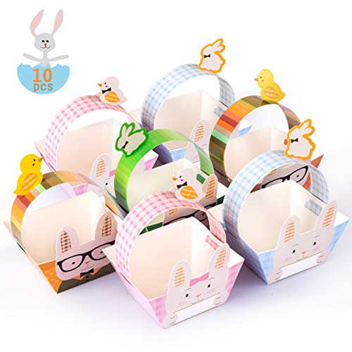 Naler Mini 10 Cestas de Pascua Cajitas en Forma de Conejitos Pollitos de Pascua DIY Regalo Decoración