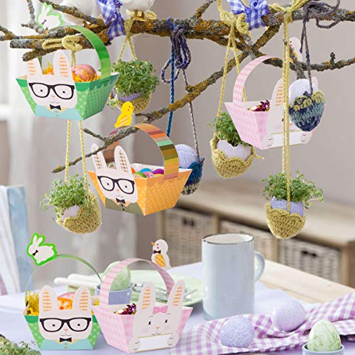 Naler Mini 10 Cestas de Pascua Cajitas en Forma de Conejitos Pollitos de Pascua DIY Regalo Decoración