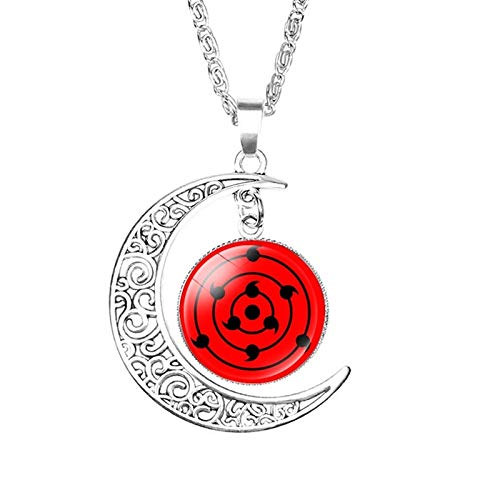 Naruto, collar con forma de media luna, ojo redondo de escritura de estrella de seis puntas, collar de reencarnación de jade de nueve ganchos, accesorios de joyería, regalos coleccionables