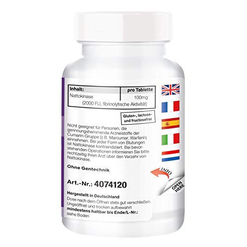 Nattokinase 100mg – Nattokinasa – 120 comprimidos