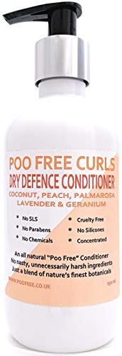 Natural - ACONDICIONADOR - CABELLO SECO RIZADO - COCO, MELOCOTÓN, PALMAROSA, LAVANDA Y GERANIO - 250 ml - por POO FREE - Sin Sulfatos, Sin Parabenos, Sin Silicona. Concentrado, Fàcil Enjuague.