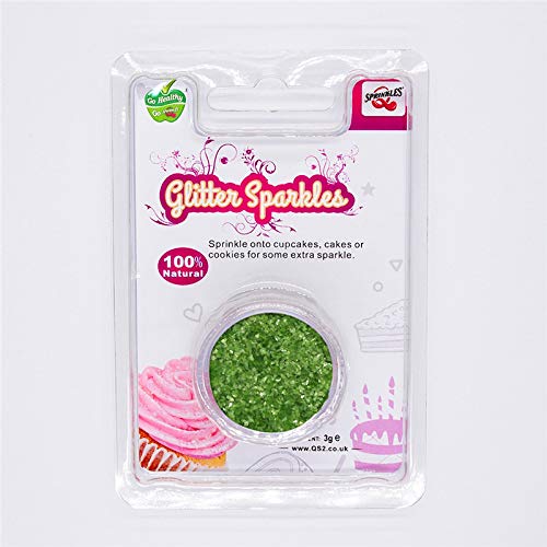 Natural Color Comestible Apple Verde Glitter Sparkles 3 G Topping Comestible para Tartas Ingredientes