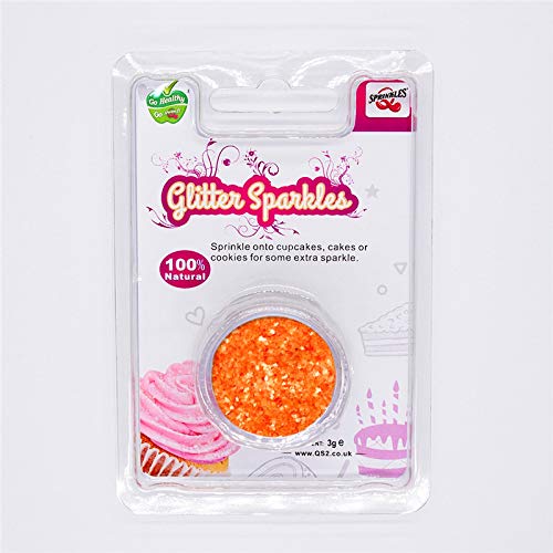 Natural Color Naranja Glitter Sparkles 3 G Topping Comestible para Tartas Ingredientes