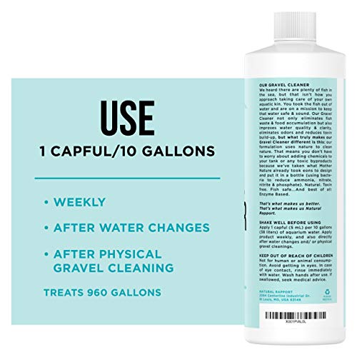 Natural Rapport Limpiador de Grava para Acuarios – Limpiador Grava Acuarios Profesional para Mantener Acuarios y Peceras Completas más Saludables – Reduce las Toxinas y los Desechos (473ml)