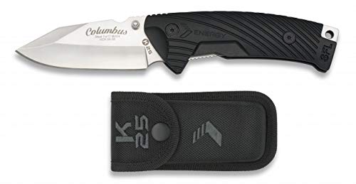 Navaja K25 Energy Columbus Hoja 8,5 cm para Caza, Pesca, Camping, Outdoor, Supervivencia y Bushcraft K25 19685 + Portabotellas de regalo