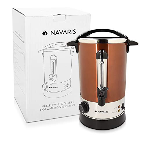 Navaris Hervidor de agua eléctrico de 6.8L con grifo - Dispensador bebidas calientes con termostato - Olla eléctrica para té café y vino - Cobre