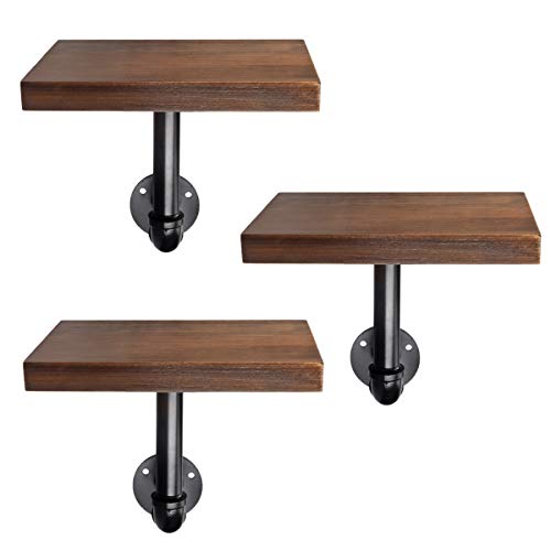 Navaris Set de 3X balda de Madera - Estanterías flotantes de Pared para Adornos - Repisas Modernas para Cocina Dormitorio o baño - En marrón Oscuro