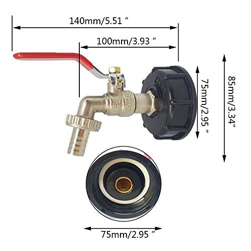 Navigatee Adaptador para Tanque de Agua, 1/2"Grifo de Manguera de jardín Adaptador de Tanque IBC Válvula de conexión de Conector de reemplazo para irrigación de jardín