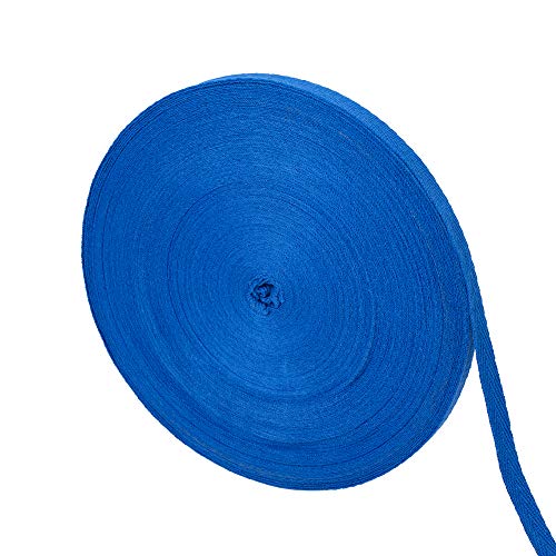 NBEADS Cintas de Algodón de Espiga de 10 mm de Ancho, Cintas de Sarga de Algodón Cintas Planas de Algodón En Espiga para Coser Tejer Manualidades de Bricolaje, Azul Real, 49.21 Yardas (45 m) / Rollo