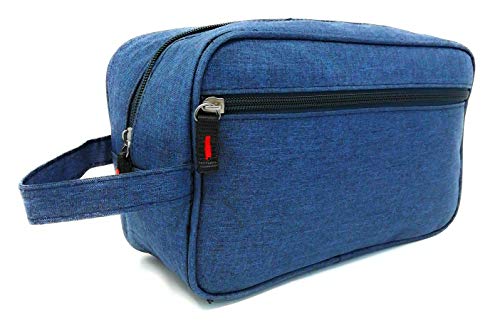 Neceser Bolsa de Aseo Hombre Diseño Premium Exclusivo Liso Tela Impermeable para Hombre Impermeable (Azul Oceano)