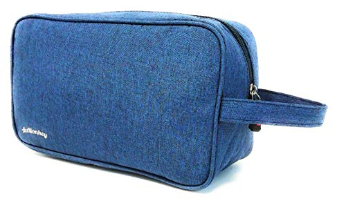 Neceser Bolsa de Aseo Hombre Diseño Premium Exclusivo Liso Tela Impermeable para Hombre Impermeable (Azul Oceano)