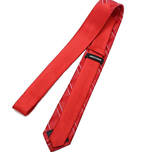 Neckchiefs Patrón de Rejilla roja Poliéster Textil Hombres Corbatas Flores Ideal para Bodas Misiones Danzas Novio Padrino de Boda Regalos 6 cm de Ancho