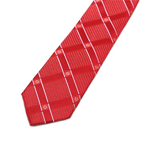 Neckchiefs Patrón de Rejilla roja Poliéster Textil Hombres Corbatas Flores Ideal para Bodas Misiones Danzas Novio Padrino de Boda Regalos 6 cm de Ancho