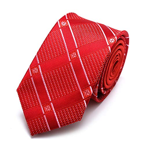 Neckchiefs Patrón de Rejilla roja Poliéster Textil Hombres Corbatas Flores Ideal para Bodas Misiones Danzas Novio Padrino de Boda Regalos 6 cm de Ancho