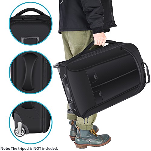 Neewer 2-en-1 Convertible Mochila Equipaje Carretilla con Doble Barra y Ruedas, Antichoque Desmontable Compartimento Acolchado para Cámaras SLR/DSLR, Trípode, Lentes y Otros Accesorios (Negro/Verde)