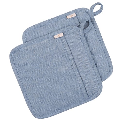 NEOVIVA - Juego de 2 soportes acolchados para cocina diaria, resistente al calor, para hombre con bolsillo para fácil agarre, color azul