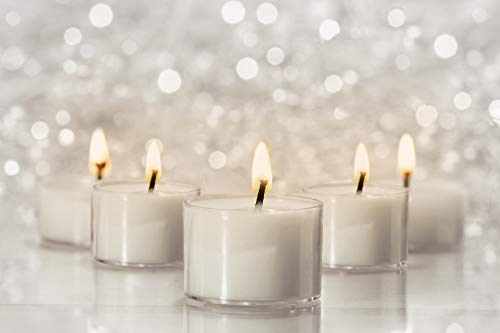 Ner Mitzvah Velas de candelita ardientes largas 6 Horas - Blanco en Copas Transparentes - Sin Perfume - Paquete de 80 - Hecho en la UE