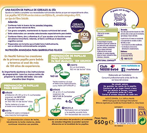 Nestlé Papillas NESTUM Cereales para bebé con miel - 3 latas de 650g -Total 1950g