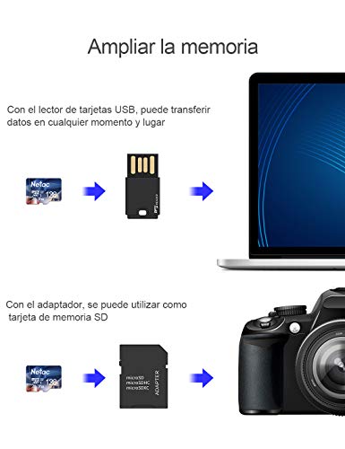 Netac Tarjeta de Memoria de 128GB, Tarjeta Memoria microSDXC(A1, U3, C10, V30, 4K, 667X) UHS-I Velocidad de Lectura hasta 100 MB/s, Tarjeta TF para Móvil, Cámara Deportiva, Switch, Gopro, Dashcam