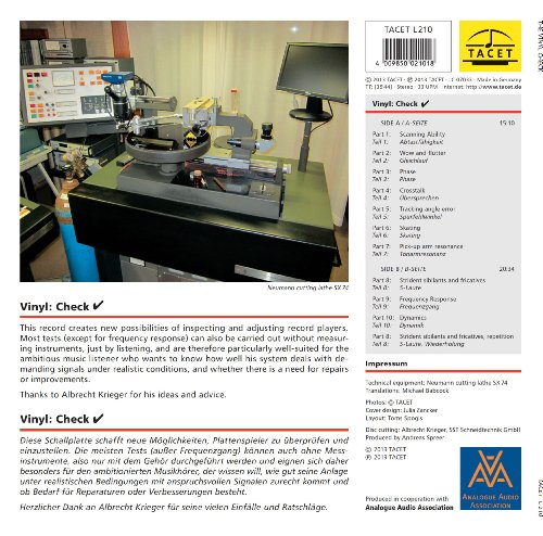 New Signals And Recordings To Test And Adjust Vinyl Equipmen