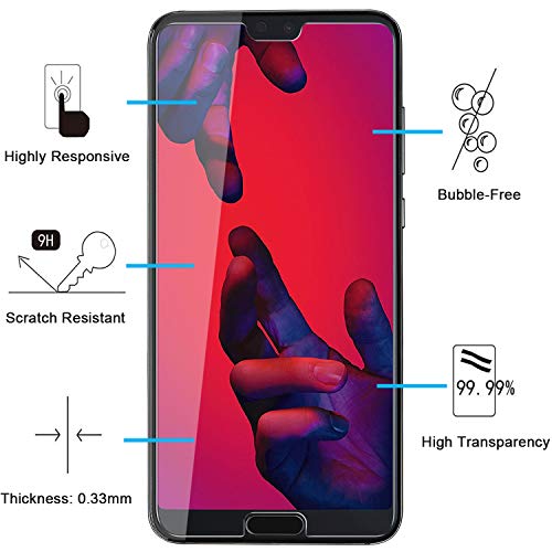 NEW'C 2 Unidades, Protector de Pantalla para Huawei P20 Pro, Antiarañazos, Antihuellas, Sin Burbujas, Dureza 9H, 0.33 mm Ultra Transparente, Vidrio Templado Ultra Resistente