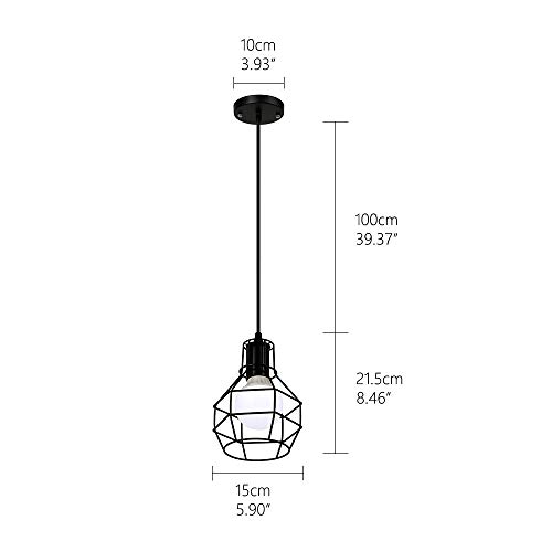 Newrays Retro Loft Industrial Hierro Negro Colgante Lámparas Colgantes E27 Para Cocina Sala De Estar Dormitorio Restaurante