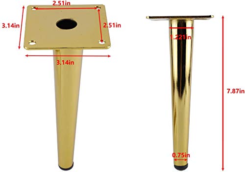 NiceDD 4 Uds 20CM armario dorado para muebles, patas metálicas, patas altas y cónicas, muebles DIY, sofá, mesa, cama, armario, patas de escritorio