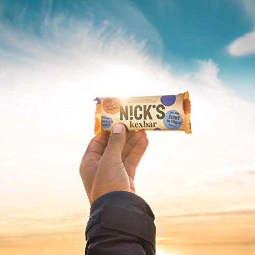 NICKS Kexbar, Barrita recubierta de chocolate sin azúcar añadido, sin gluten y trigo 30 x 40g