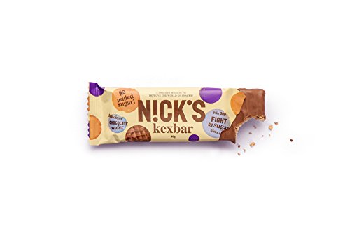 NICKS Kexbar, Barrita recubierta de chocolate sin azúcar añadido, sin gluten y trigo 30 x 40g