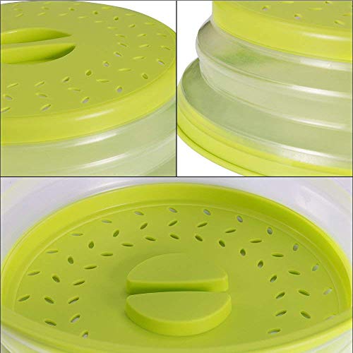 Nifogo Tapa Plegable para Microondas,Tapa microondas Plegable Colador,sin BPA y no tóxico,Salpicaduras,para Lavar Frutas (Verde)