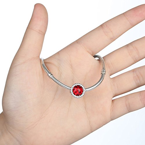 NINGAN Abalorio de Plata de Ley 925 con diseño de Corazones radiantes. Abalorio Charm Compatible con Pulsera (Cerise)