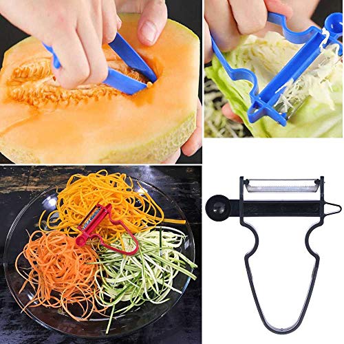 NIUHAIQING Magic Trio Peelers Set De 3 - para Herramientas Multifuncionales De Zanahoria, Manzana, Piña, Zanahoria, Pelado Rápido Y Rápido para Cocina 3PCS / Rojo Azul Negro