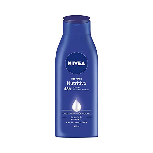 NIVEA Body Milk Nutritivo en pack de 3 (3 x 400 ml), leche corporal para una hidratación profunda durante 48 h, crema hidratante corporal con aceite de almendras