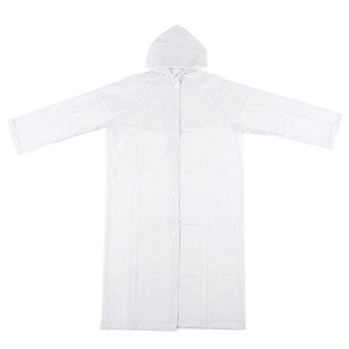 NJKHN Impermeable Mujeres Hombres Impermeable Eva Moda Gel de gelatina Unisex Adulto No desechable Impermeable Largo Impermeable Capa de Lluvia Poncho con Capucha Ropa de Lluvia, Blanco, United